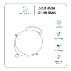 Lắc Chân Bạc Nữ Dây Đôi Đính Đá Charm Tròn