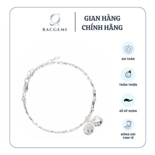 Lắc chân bạc nữ hạt vụn bạc mix charm trúc chuông