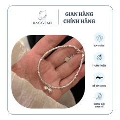 Lắc chân bạc nữ hạt vụn bạc mix charm trúc chuông