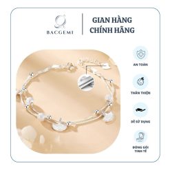 Lắc chân bạc nữ dây đôi lá cọ kết hợp hạt bi tròn