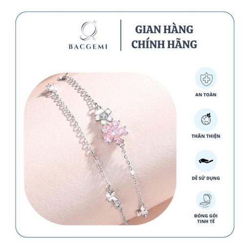 lắc tay bạc đính đá thạch anh hồng