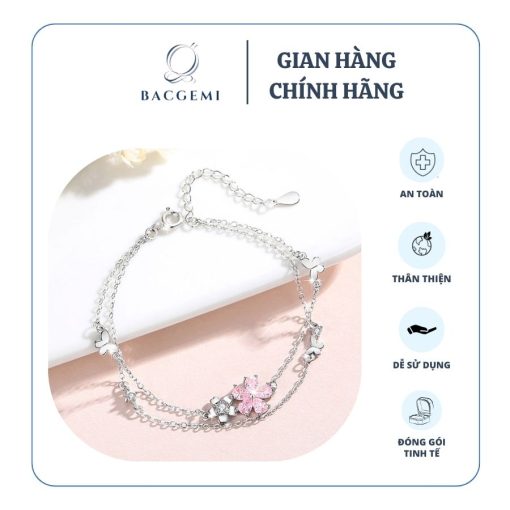 lắc tay bạc đính đá thạch anh hồng